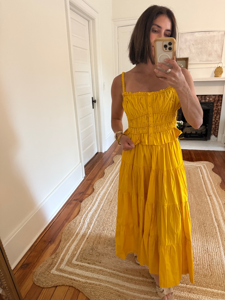 Yellow 2 Piece Set Jcrew With Smocked Bodice